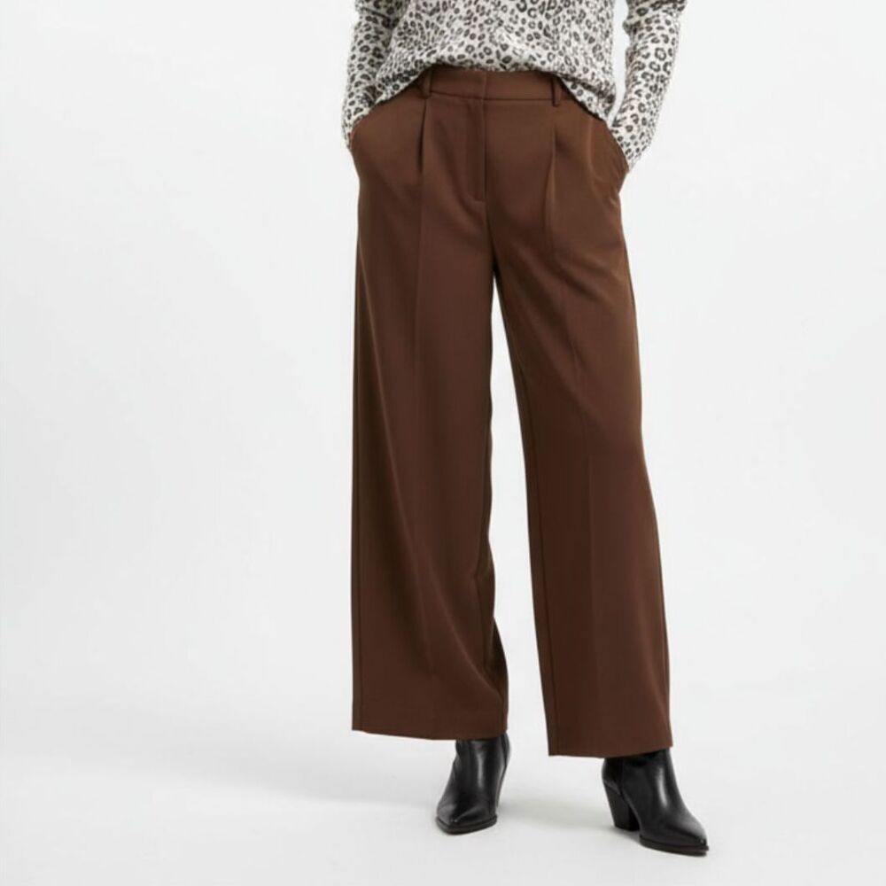 Yansi Fugel Chocolate Brown Side Zip Dress Trouser Pants 10